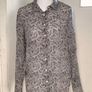 J.Crew The Perfect Shirt Paisley Print Button Down Blouse Silk Cotton Size 4